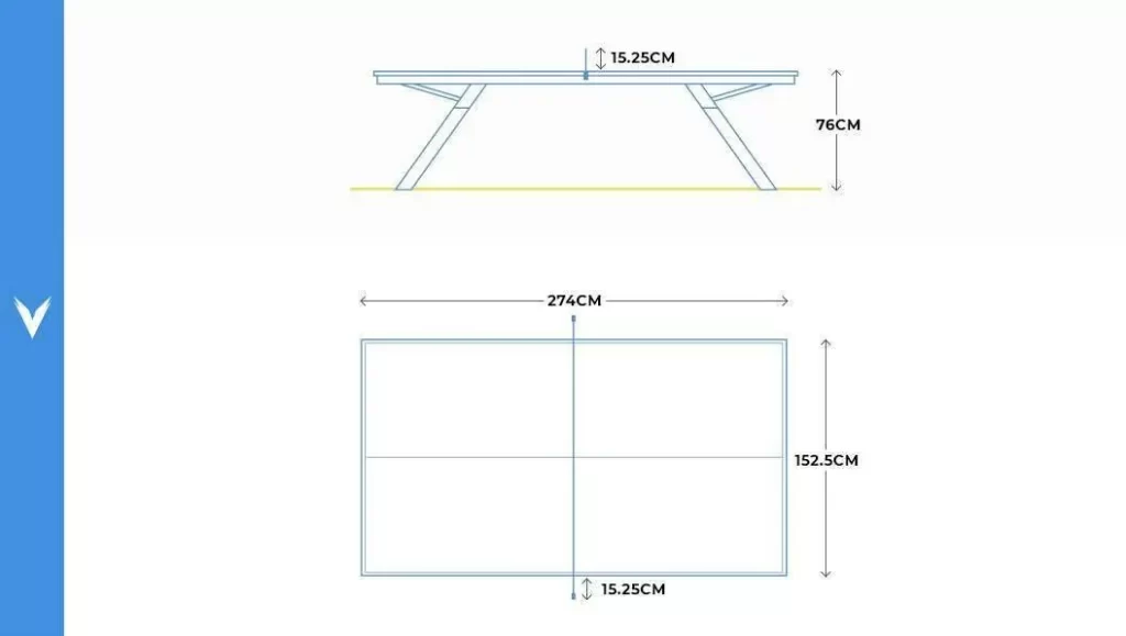 ابعاد میز پینگ پنگ