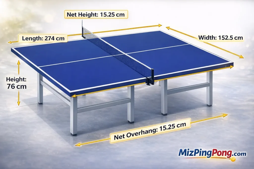 ابعاد میز پینگ پنگ